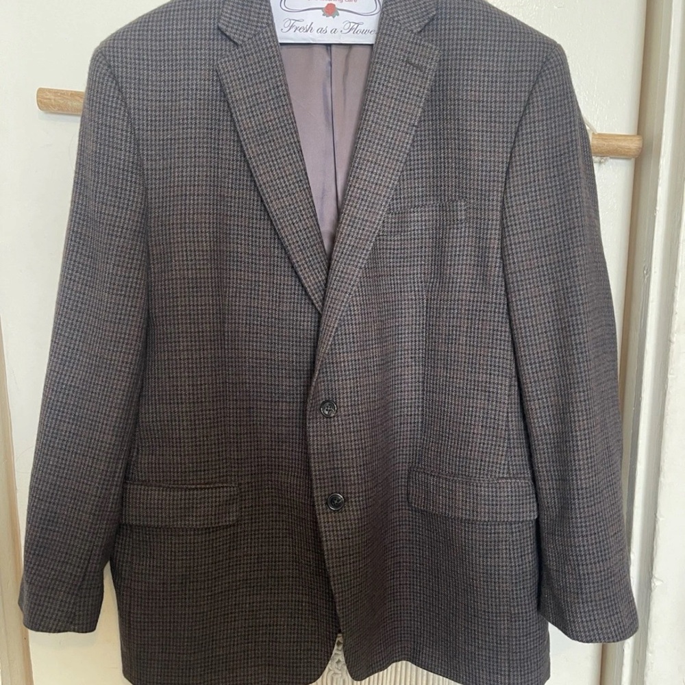 Vintage Ralph Lauren Wool HoundsTooth Sport Coat 48L Red Green Brown LRL Preppy